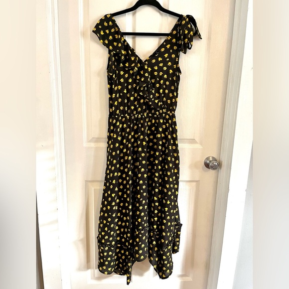 Who What Wear black & yellow floral print dress, sleeveless midi EUC Small - Picture 8 of 15